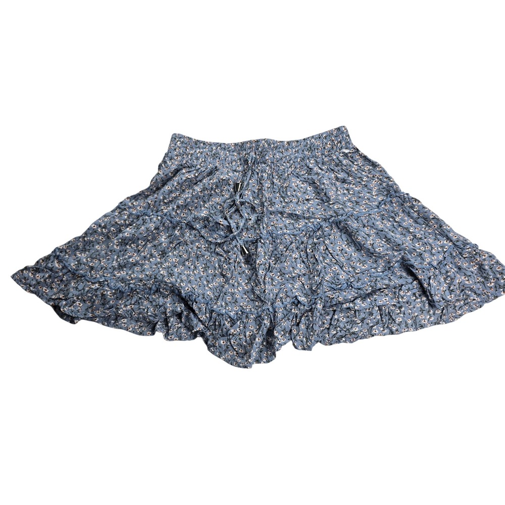 SHEIN Floral Skort Womens Small Blue Ruffle Tiered Smocked Mini Skirt